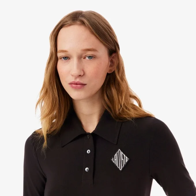 Slim fit-polo med broderi