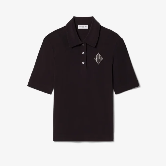 Slim fit-polo med broderi