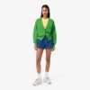 Slim fit ribbet bomulls-T-skjorte for kvinner