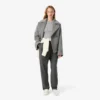 Slim fit ribbet bomulls-T-skjorte for kvinner