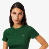 Slim fit ribbet bomullst-skjorte for kvinner