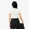 Slim fit ribbet bomullst-skjorte for kvinner