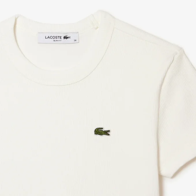 Slim fit ribbet bomullst-skjorte for kvinner
