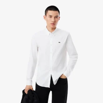 Slim fit-skjorte i bomull for menn