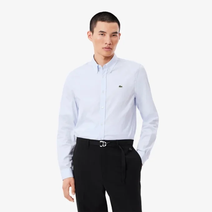 Slim fit-skjorte i bomull for menn