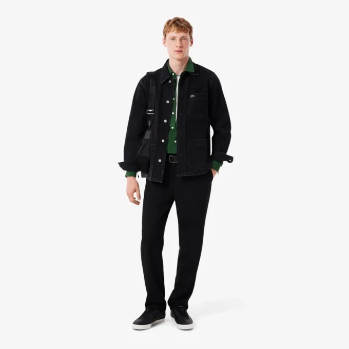 Slim fit-skjorte i bomullspiqué for menn