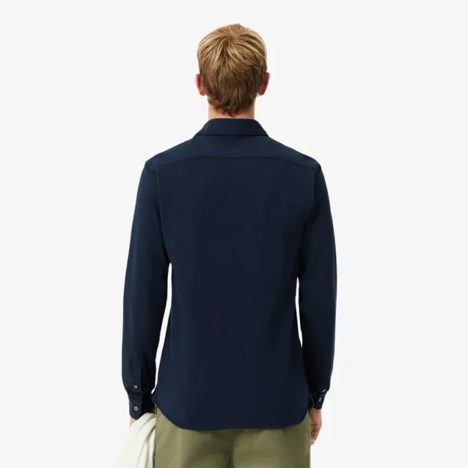 Slim fit-skjorte i bomullspiqué for menn