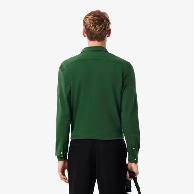 Slim fit-skjorte i bomullspiqué for menn
