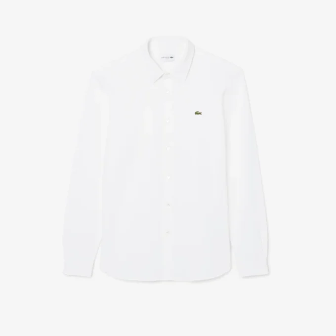 Slim fit-skjorte i bomullspiqué for menn