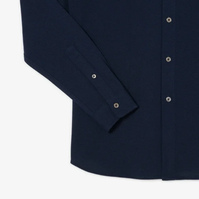 Slim fit-skjorte i bomullspiqué for menn