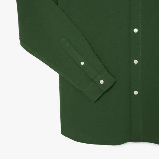 Slim fit-skjorte i bomullspiqué for menn
