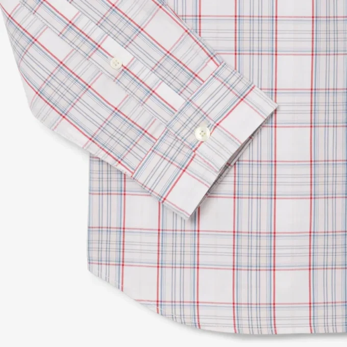 Slim fit-skjorte i stretch med rutemønster for menn