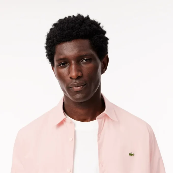 Slim fit-skjorte i stretchpoplin for menn