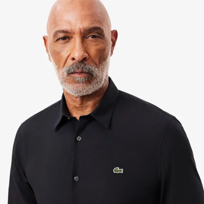 Slim fit-skjorte i stretchpoplin for menn