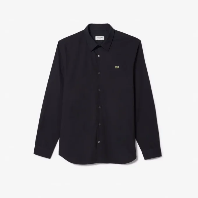 Slim fit-skjorte i stretchpoplin for menn