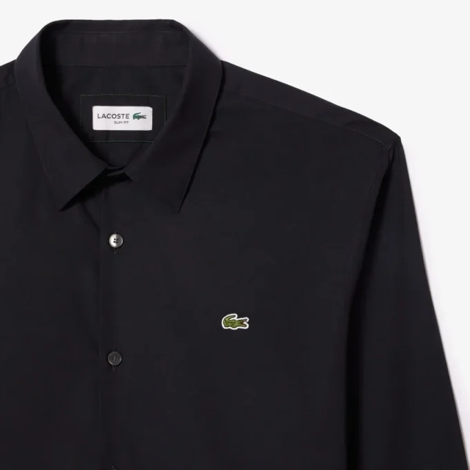 Slim fit-skjorte i stretchpoplin for menn