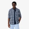 Slim fit-skjorte i stretchpoplin med gingham-mønster