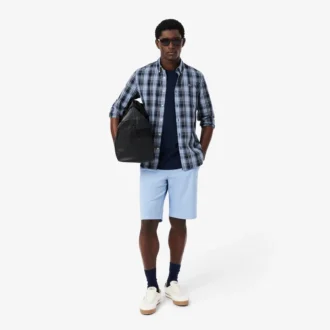 Slim fit-skjorte i stretchpoplin med gingham-mønster
