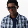 Slim fit-skjorte i stretchpoplin med gingham-mønster