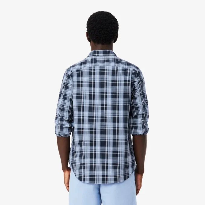 Slim fit-skjorte i stretchpoplin med gingham-mønster