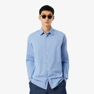 Slim Fit-skjorte i stripet stretch-poplin