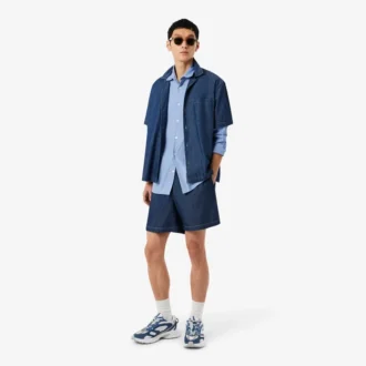 Slim Fit-skjorte i stripet stretch-poplin