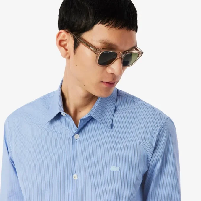 Slim Fit-skjorte i stripet stretch-poplin