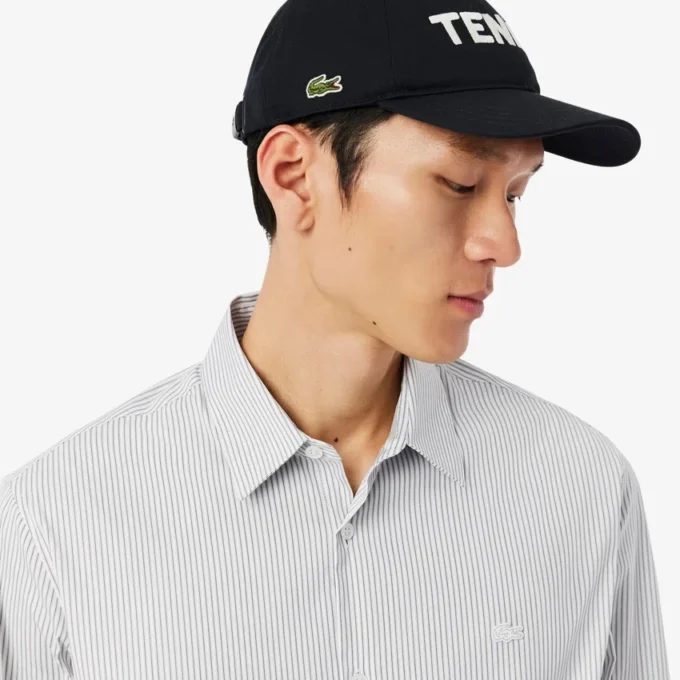 Slim Fit-skjorte i stripet stretch-poplin