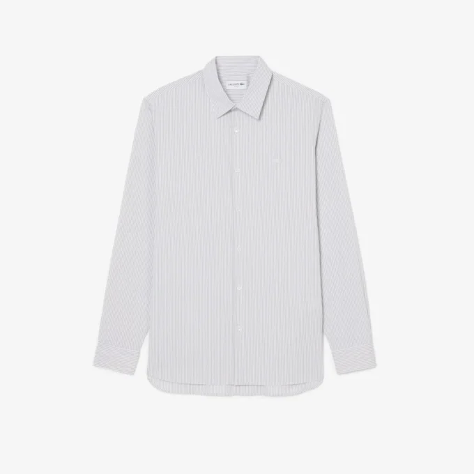 Slim Fit-skjorte i stripet stretch-poplin