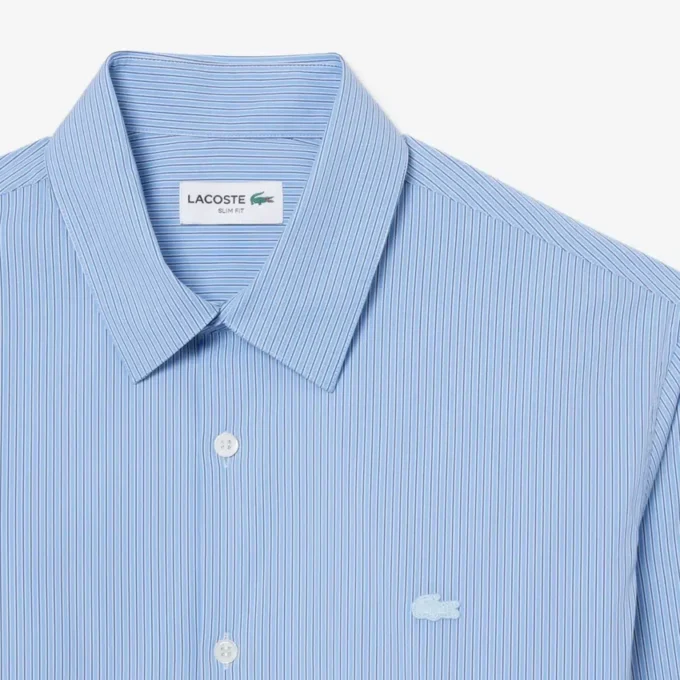 Slim Fit-skjorte i stripet stretch-poplin