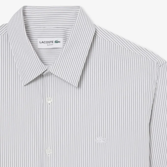 Slim Fit-skjorte i stripet stretch-poplin