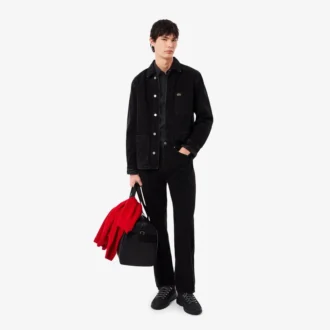 Slim fit-skjorte med knapper i stretch for menn