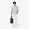 Slim fit-skjorte med knapper i stretch for menn