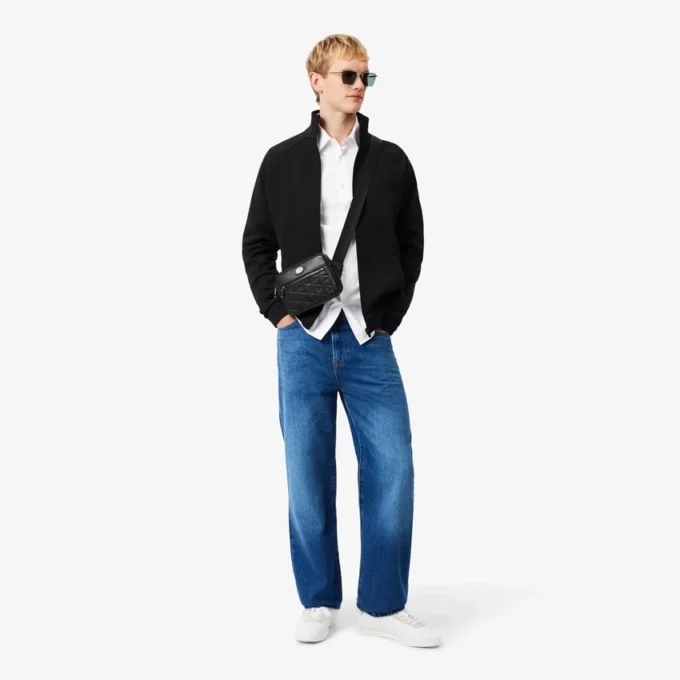Slim fit-skjorte med knapper i stretch for menn