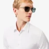 Slim fit-skjorte med knapper i stretch for menn