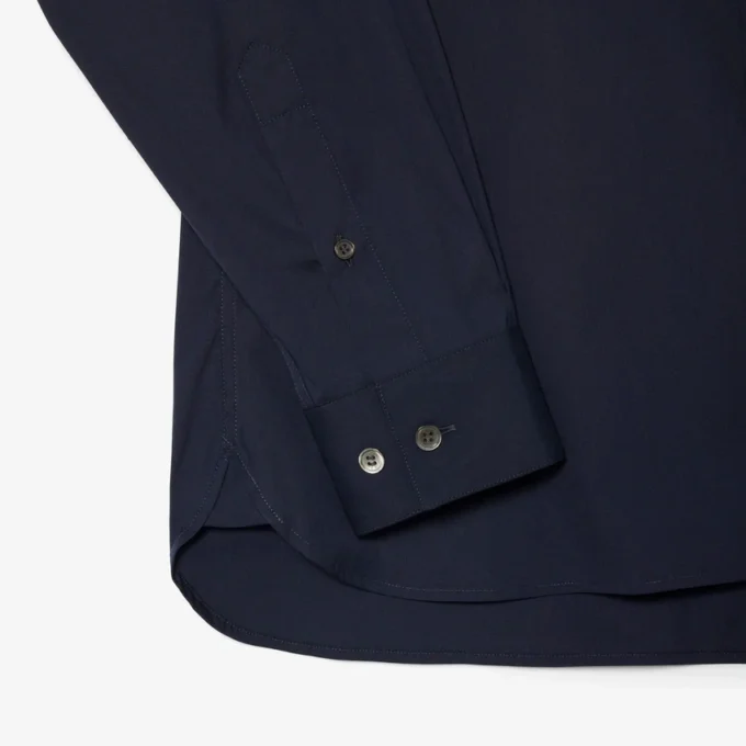 Slim fit-skjorte med knapper i stretch for menn