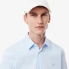 Slim fit-skjorte med knapper i stretch for menn