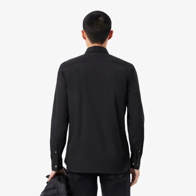 Slim fit-skjorte med knapper i stretch for menn
