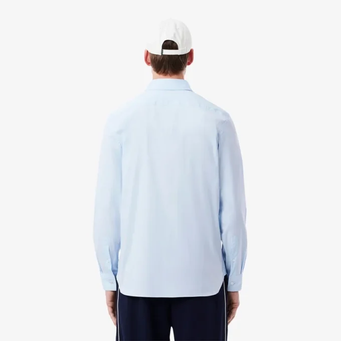 Slim fit-skjorte med knapper i stretch for menn