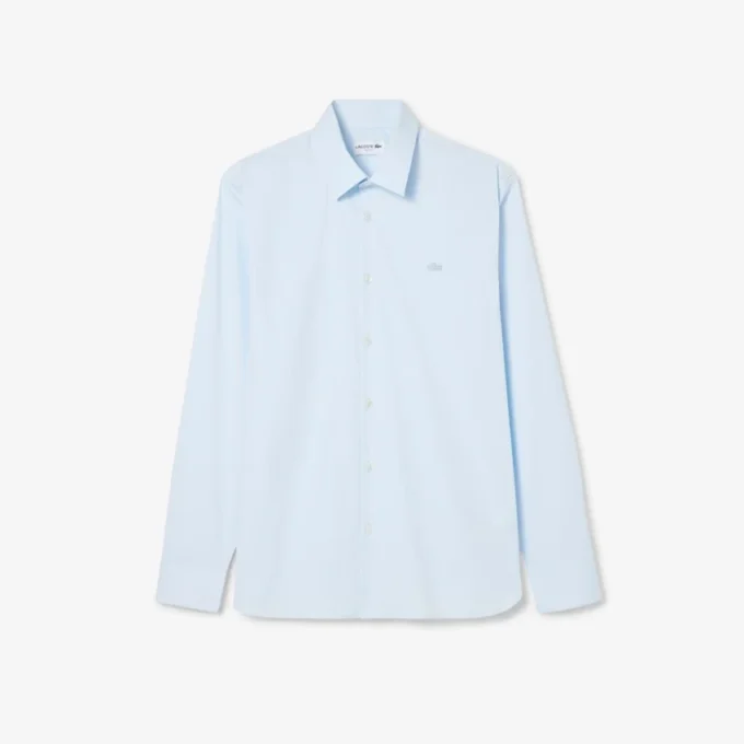 Slim fit-skjorte med knapper i stretch for menn