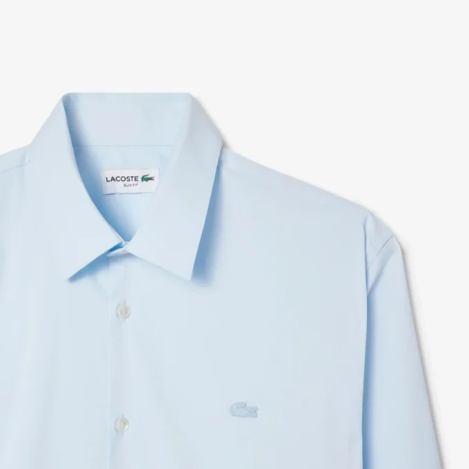 Slim fit-skjorte med knapper i stretch for menn