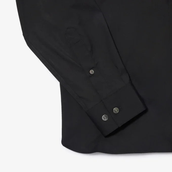 Slim fit-skjorte med knapper i stretch for menn