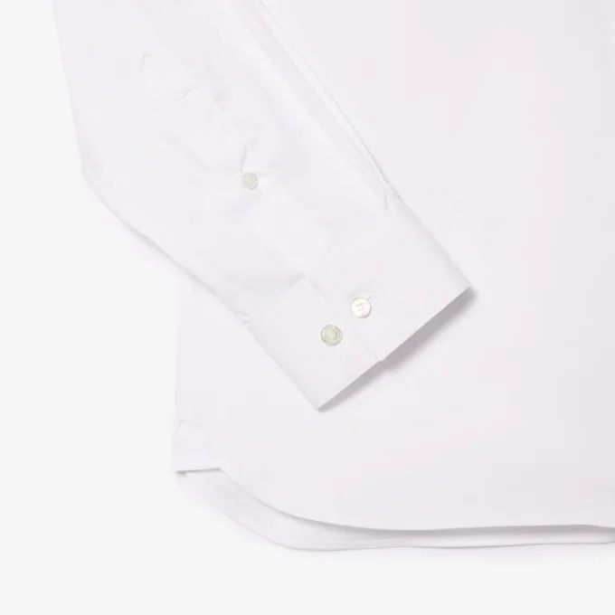 Slim fit-skjorte med knapper i stretch for menn