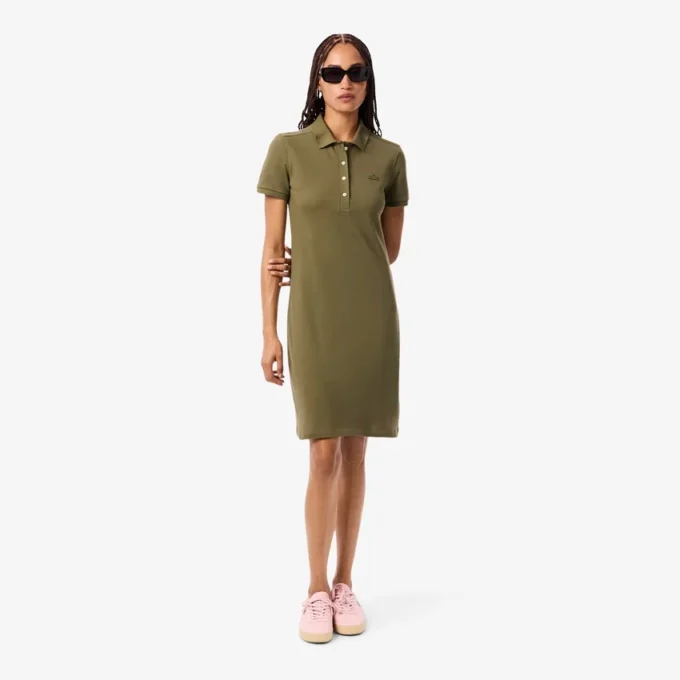 Slim fit stretch mini piqué-kjole for kvinner