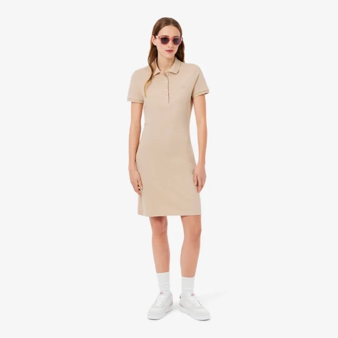 Slim fit stretch mini piqué-kjole for kvinner