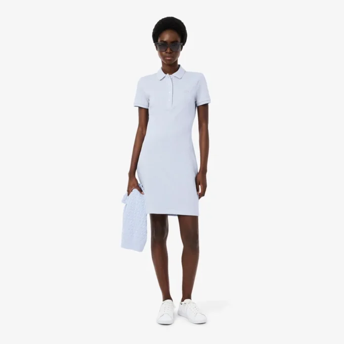 Slim fit stretch mini piqué-kjole for kvinner