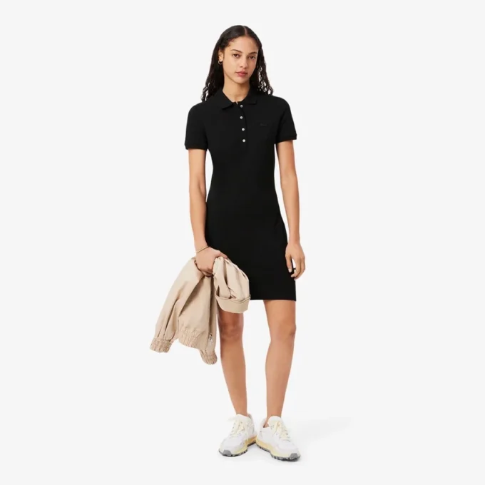 Slim fit stretch mini piqué-kjole for kvinner