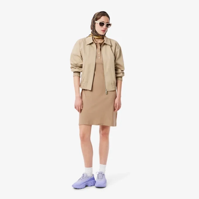 Slim fit stretch mini piqué-kjole for kvinner