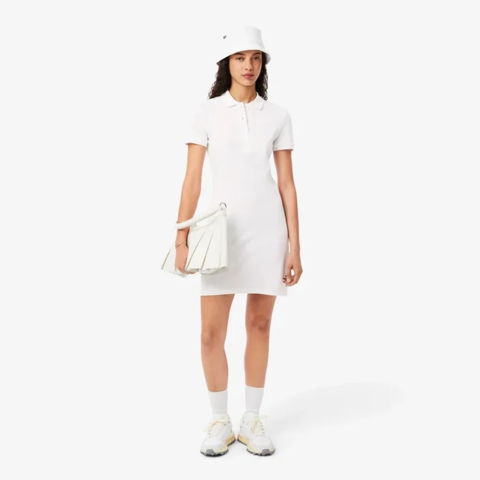 Slim fit stretch mini piqué-kjole for kvinner