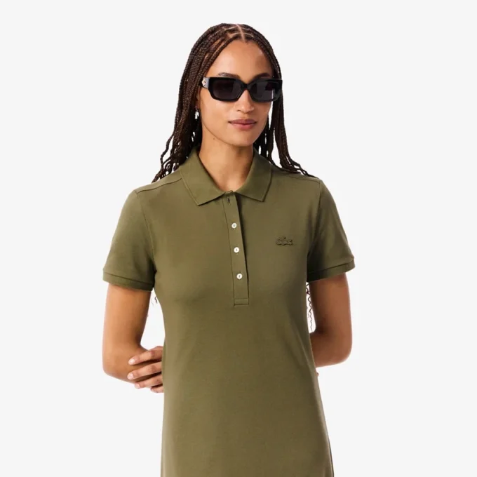 Slim fit stretch mini piqué-kjole for kvinner